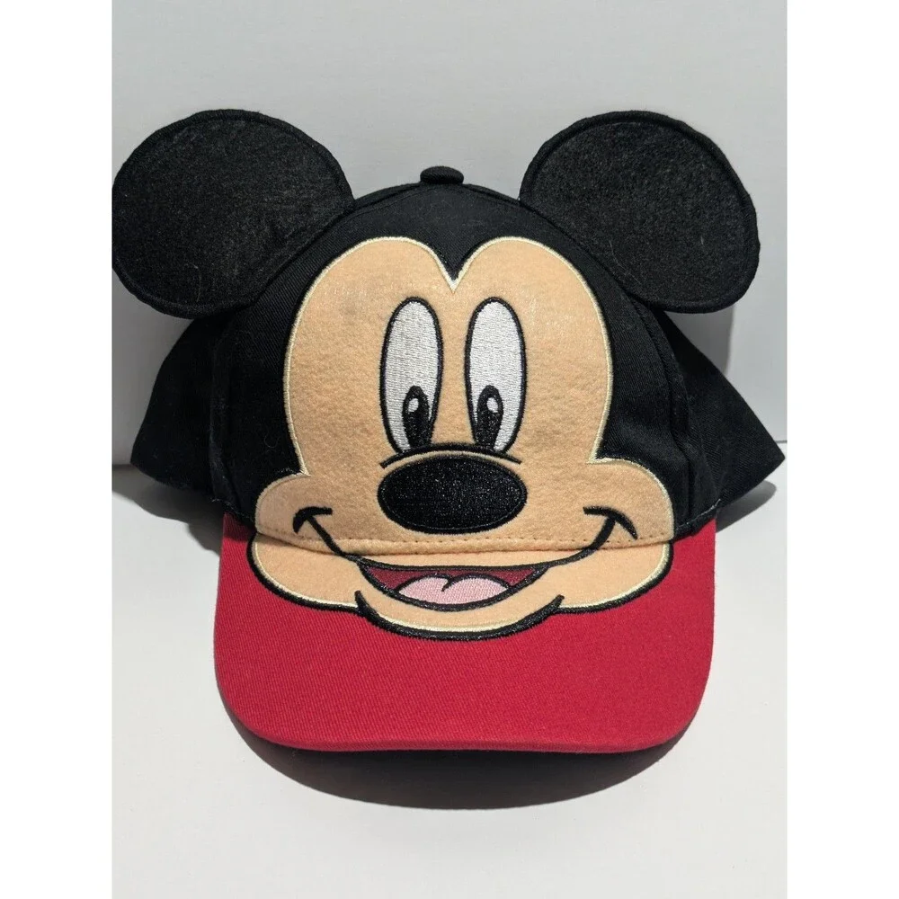 Disney Mickey Mouse 3D Ears Hat Youth Red Black Baseball Cap